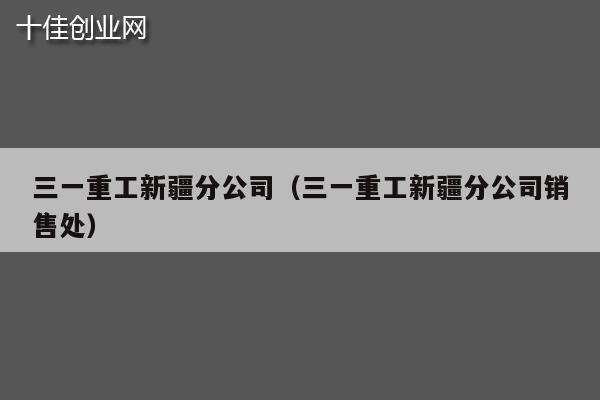 三一重工新疆分公司（三一重工新疆分公司销售处）