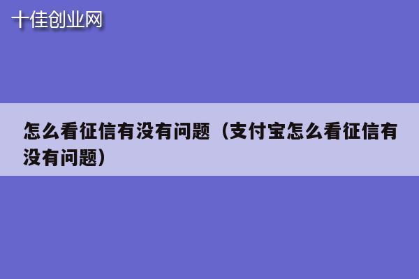 怎么看征信有没有问题（支付宝怎么看征信有没有问题）