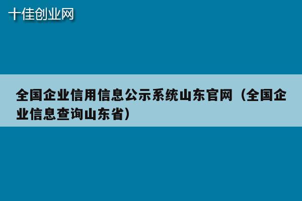 全国企业信用信息公示系统山东官网（全国企业信息查询山东省）