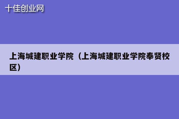 上海城建职业学院（上海城建职业学院奉贤校区）