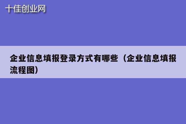 企业信息填报登录方式有哪些（企业信息填报流程图）