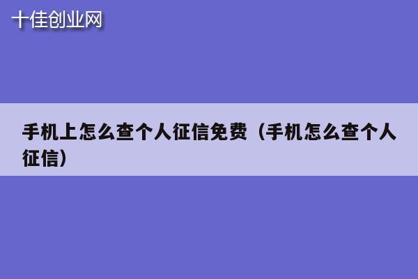 手机上怎么查个人征信免费（手机怎么查个人征信）