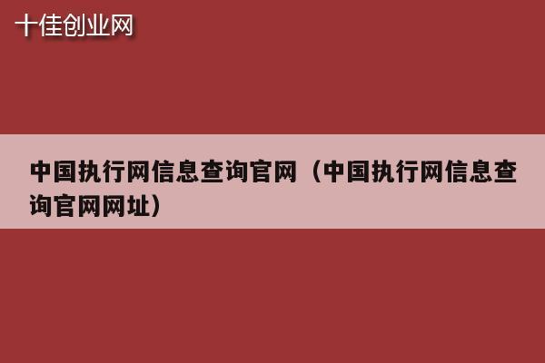 中国执行网信息查询官网（中国执行网信息查询官网网址）